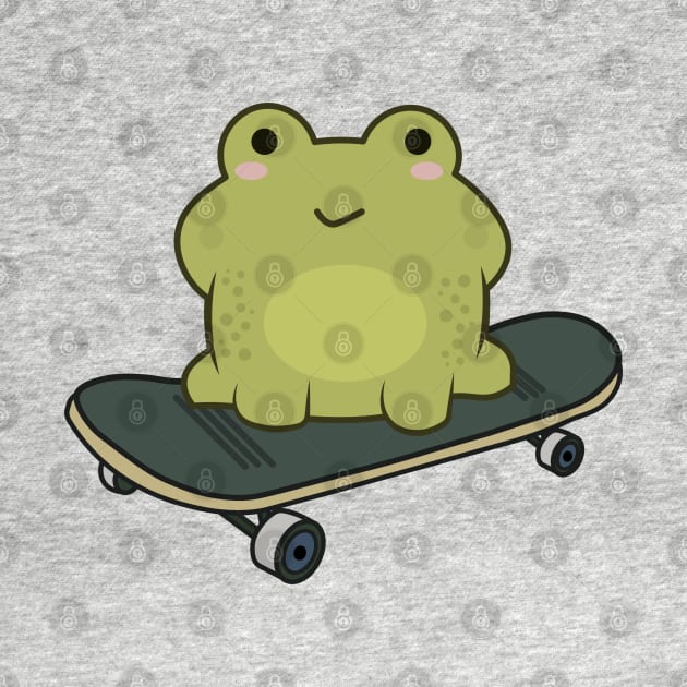 Cute Frog On Skateboard Cottagecore Aesthetic Skater Girl by kalponik